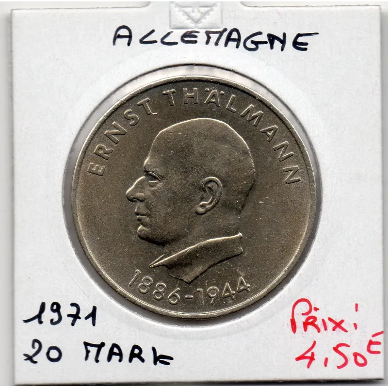 Allemagne RDA 20 mark 1971, Sup KM 34 pièce de monnaie Allemagne RDA 20 mark 1971, Sup KM 34 pièce de monnaie