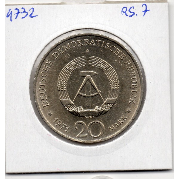 Allemagne RDA 20 mark 1971, Sup KM 34 pièce de monnaie