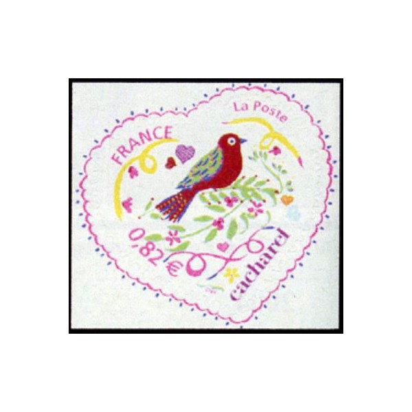 Timbre France Yvert No 3747B-3748B Coeur St Valentin Cacharel, autoadhésifs de feuille