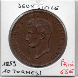 Italie Deux Siciles 10 Tornesi 1859 TTB, KM 377 pièce de monnaie