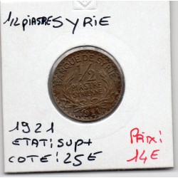 Syrie, 1/2 Piastre 1921 Sup+, Lec 4 pièce de monnaie