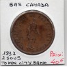 Bas Canada 1 penny ou 2 sous city bank Token 1837 TTB-, KM TN10 pièce de monnaie