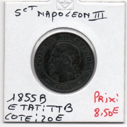 5 centimes Napoléon III tête nue 1855 B Chien TTB, France pièce de monnaie