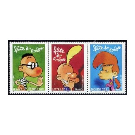 Timbre France Yvert No T3751a Journée du timbre Titeuf, bande des 3 timbres