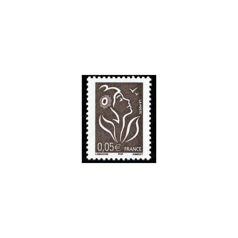 Timbre France Yvert No 3754 Marianne Lamouche 0.05€ bistre noir légende itvf