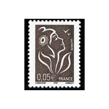 Timbre France Yvert No 3754 Marianne Lamouche 0.05€ bistre noir légende itvf