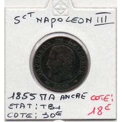 5 centimes Napoléon III tête nue 1855 MA ancre Marseille TB+, France pièce de monnaie