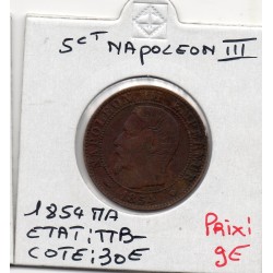 5 centimes Napoléon III tête nue 1854 MA Marseille TTB-, France pièce de monnaie