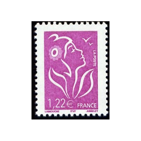 Timbre France Yvert No 3758 Marianne Lamouche 1.22€ lilas légende itvf