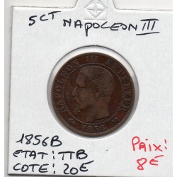 5 centimes Napoléon III tête nue 1856 B Rouen TTB, France pièce de monnaie
