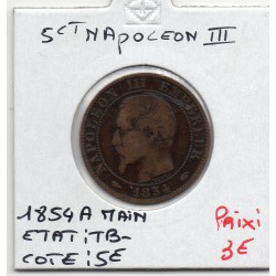 5 centimes Napoléon III tête nue 1854 A main Paris TB+, France pièce de monnaie