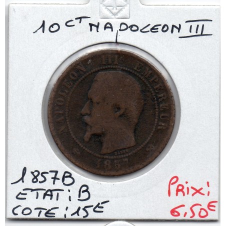 10 centimes Napoléon III tête nue 1857 B Rouen B, France pièce de monnaie