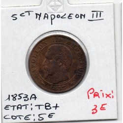 5 centimes Napoléon III tête nue 1853 A Paris TB+, France pièce de monnaie