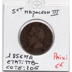 5 centimes Napoléon III tête nue 1856 MA Marseille TTB-, France pièce de monnaie