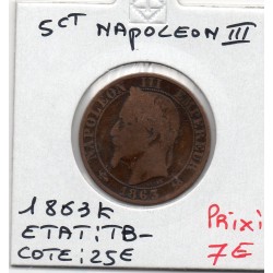 5 centimes Napoléon III tête laurée 1863 K Bordeaux TB-, France pièce de monnaie