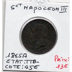 5 centimes Napoléon III tête laurée 1865 A Paris TTB-, France pièce de monnaie