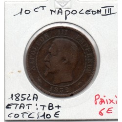 10 centimes Napoléon III tête nue 1852 A Paris TB+, France pièce de monnaie