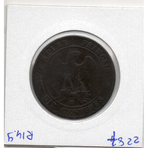 10 centimes Napoléon III tête nue 1857 B Rouen B+, France pièce de monnaie