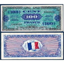 100 Francs Drapeau TTB+ 1944 sans série Billet du trésor Central