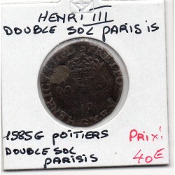 Double sol Parisis 2eme type 1585 G Poitier Henri III pièce de monnaie royale