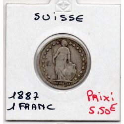 Suisse 1 franc 1887 B, KM 24 pièce de monnaie