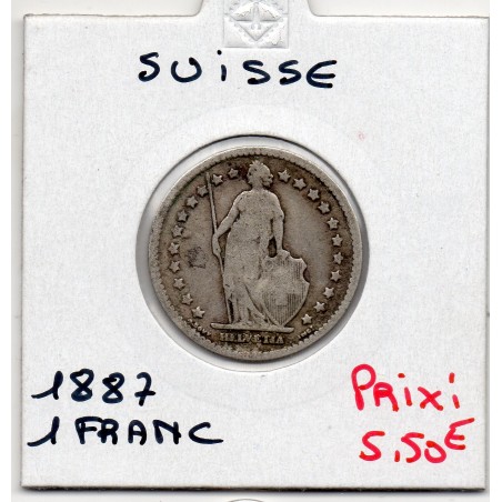 Suisse 1 franc 1887 B, KM 24 pièce de monnaie