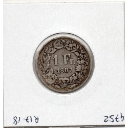 Suisse 1 franc 1887 B, KM 24 pièce de monnaie