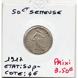 50 centimes Semeuse Argent 1917 Sup-, France pièce de monnaie