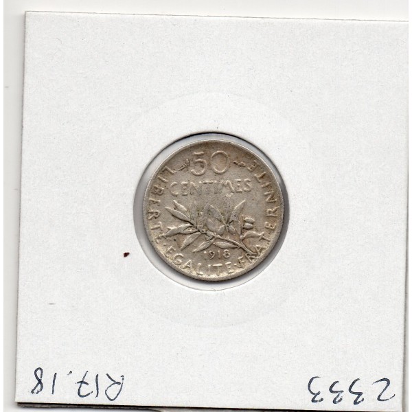50 centimes Semeuse Argent 1918 Sup-, France pièce de monnaie