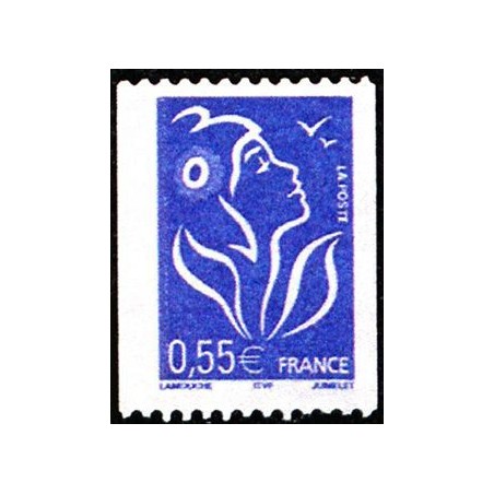 Timbre France Yvert No 3807 Marianne Lamouche de roulette 055€ bleu légende itvf