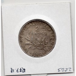 2 Francs Semeuse Argent 1918 Sup-, France pièce de monnaie