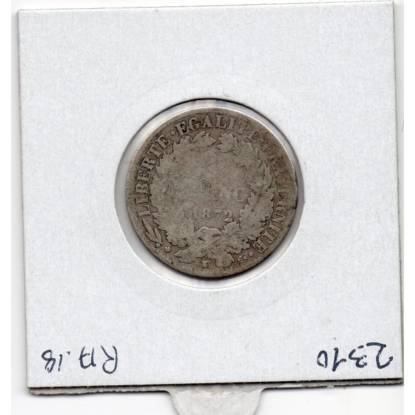 1 Franc Cérès 1872 K Bordeaux B, France pièce de monnaie