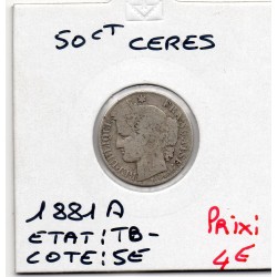 50 centimes Cérès 1881 A Paris TB-, France pièce de monnaie