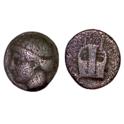 Ionie, Kolophon Diobol argent  (-375 à -350) Apollon Lyre