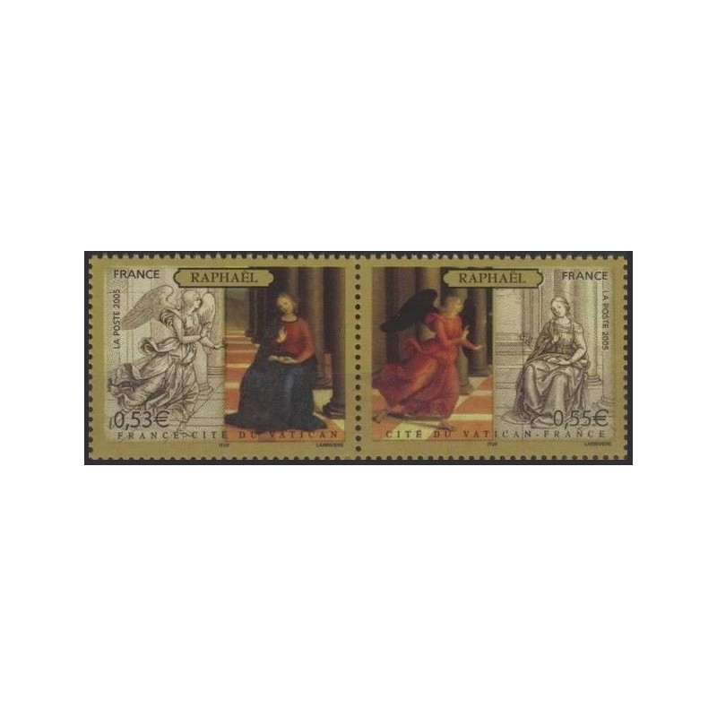 Timbre France Yvert No 3838-3839 Détails de l'annonciation de Raphael