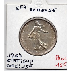 5 francs Semeuse Argent 1969 Sup, France pièce de monnaie