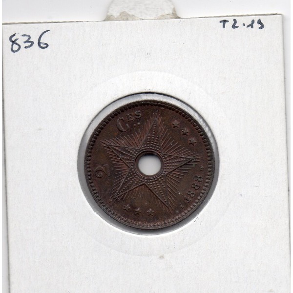 Congo Libre 2 centimes 1888 Sup, KM 2 pièce de monnaie