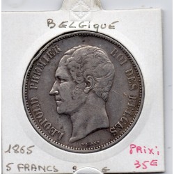 Belgique 5 Francs 1865 TTB, KM 17 pièce de monnaie