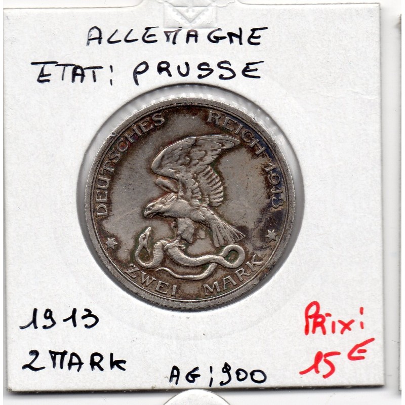 Prusse 2 mark 1913 A TTB KM 533 pièce de monnaie