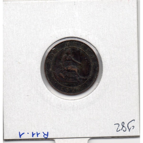 Espagne 2 centimos 1870 TTB, KM 661 pièce de monnaie