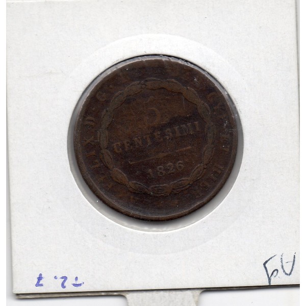 Italie Sardaigne 5 centesimi 1826 P TB+, KM 127 pièce de monnaie