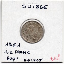 Suisse 1/2 franc 1951 Sup, KM 23 pièce de monnaie