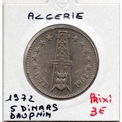 Algérie 5 dinars 1972 dauphin Sup KM 105a pièce de monnaie