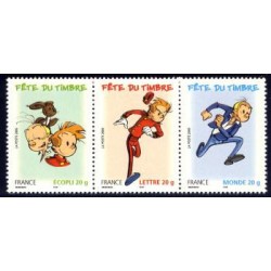 Timbre France Yvert No T3877a Fete du timbre, spirou bande de 3