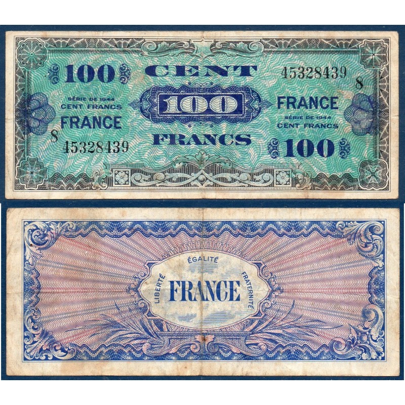 100F France série 8 TTB- 1945 Billet du trésor Central