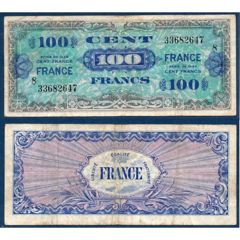 100F France série 8 TTB- 1945 Billet du trésor Central