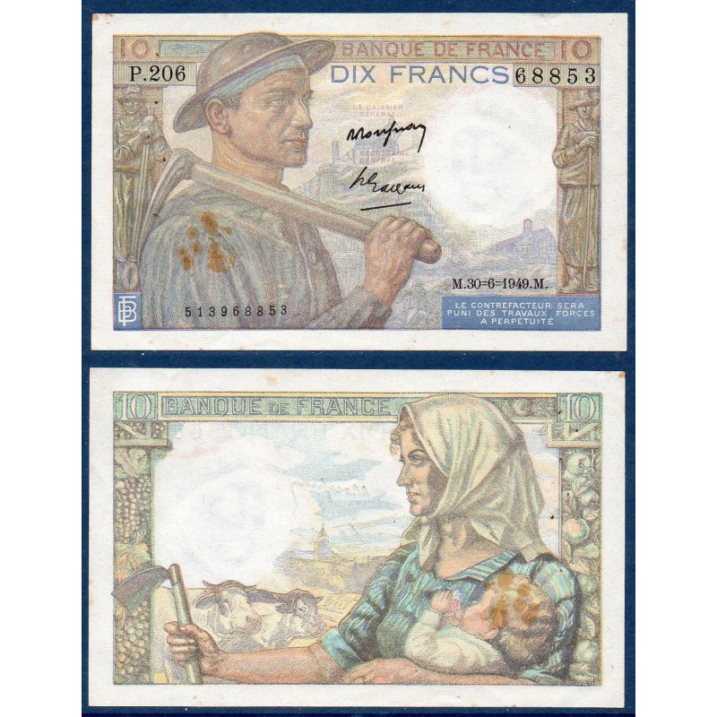 10 Francs Mineur TTB- 30.6.1949 Billet de la banque de France