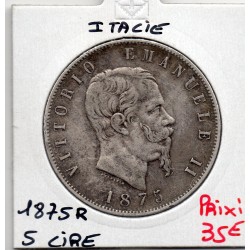 Italie 5 Lire 1875 R TTB,  KM 8.4 pièce de monnaie