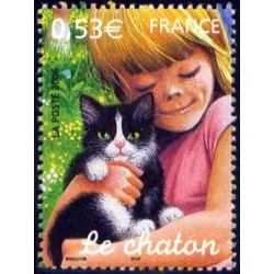 Timbre France Yvert No 3897 Le chaton, Les jeunes animaux domestiques