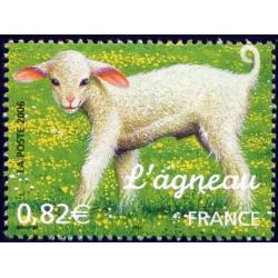 Timbre France Yvert No 3900 L'agneau, Les jeunes animaux domestiques
